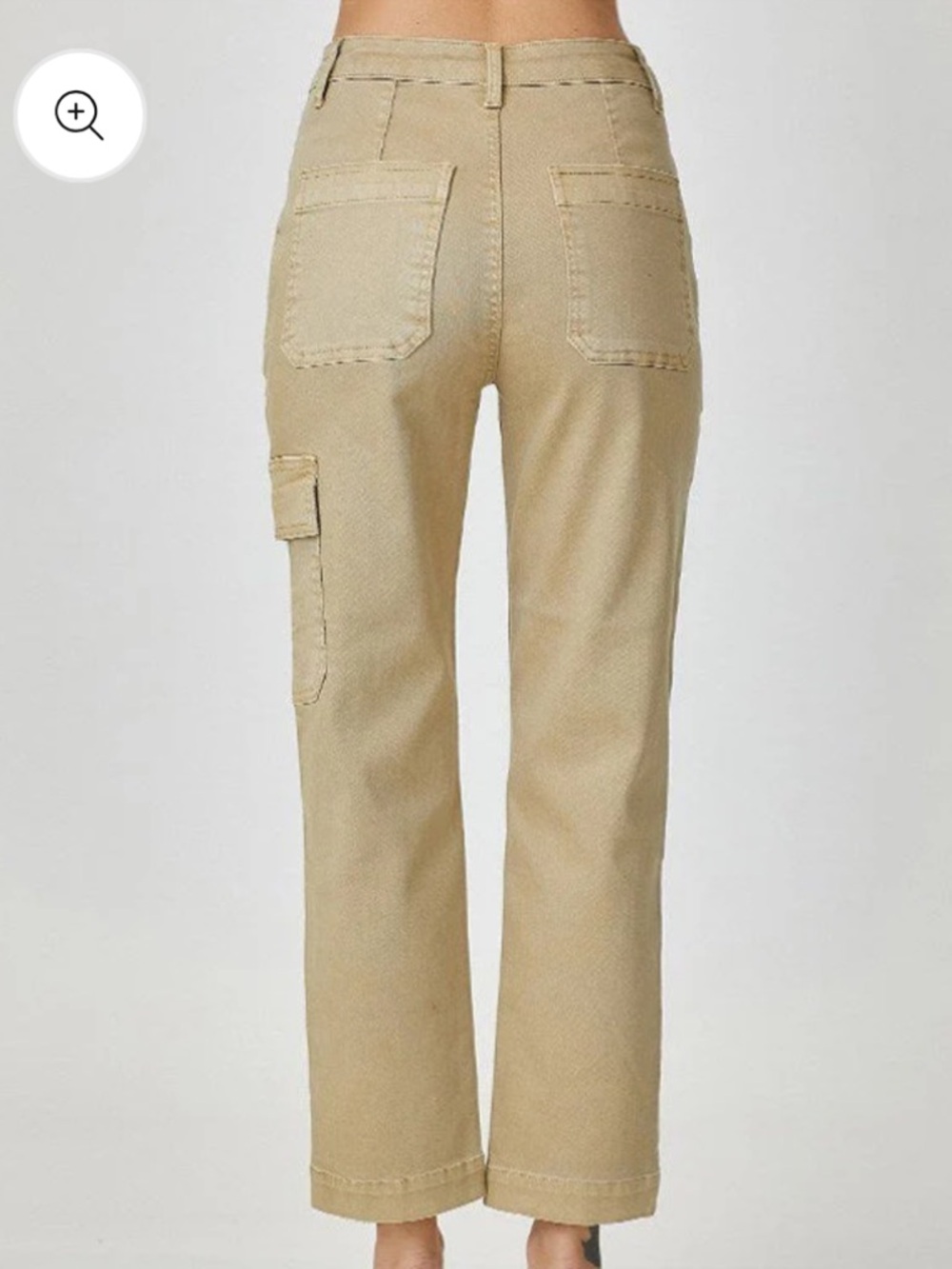 Risen High-Rise Sand Cargo Boyfriend Jeans - Picture 2 of 10